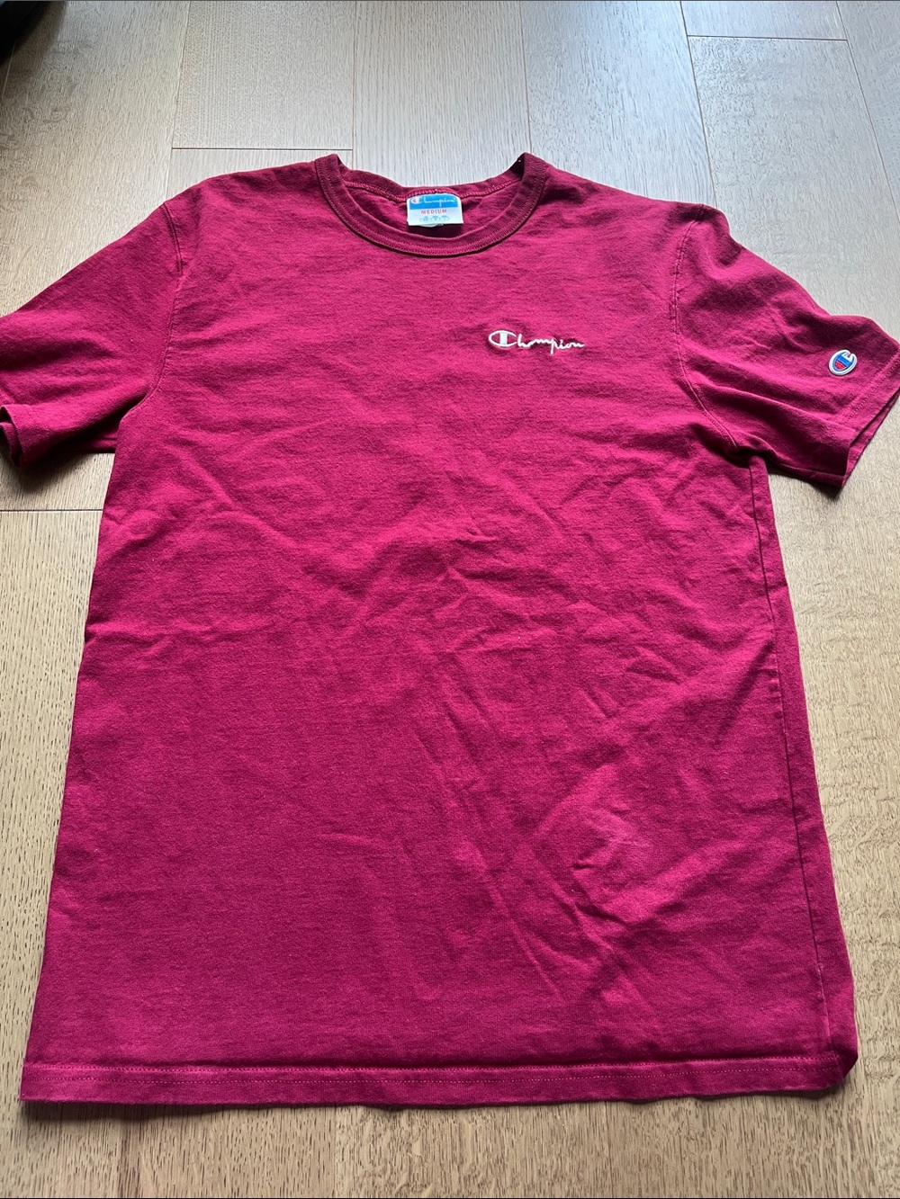 Champion Short-Sleeve Logo Tee in Burgundy